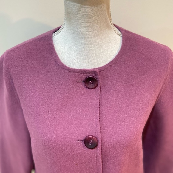 J Jill wool/angora blend dusty berry collarless jacket big tonal buttons medium - Picture 9 of 11